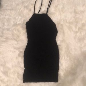 Black halter top dress